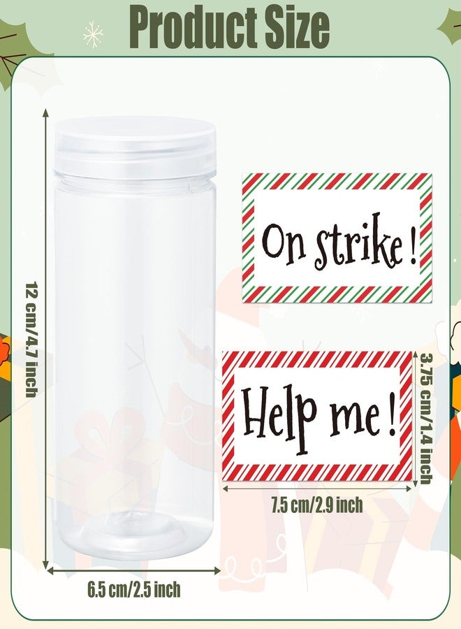 BkeeCten Funny Christmas Elf Carrier - Plastic Jar Container with Help Me & On Strike Labels for Elf on The Shelf, Holiday Tradition Decorations, Christmas Gift for Kids Family (Elf Not Included) - Image 2